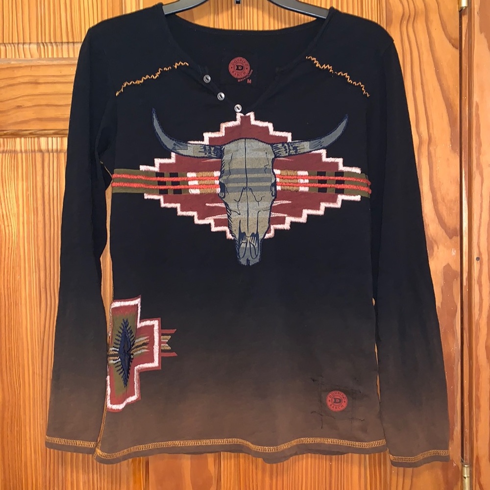 Double D Ranch Ombré Long Sleeve Longhorn